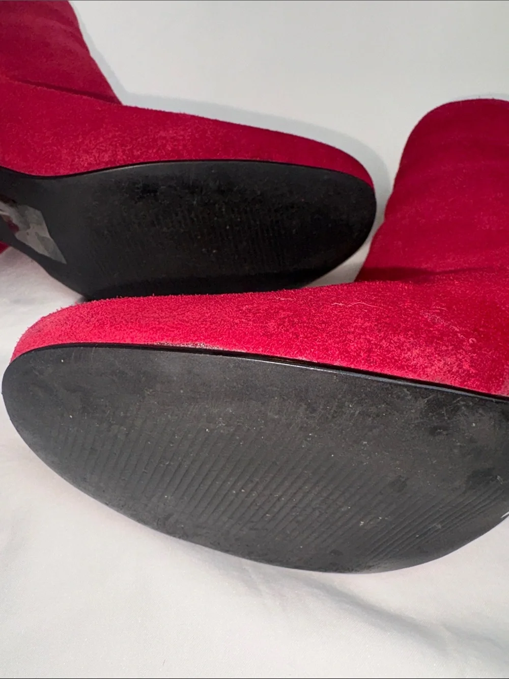 Urban Outfitters Sabrina Crimson Red Suede Round Heel Boots - Size 8